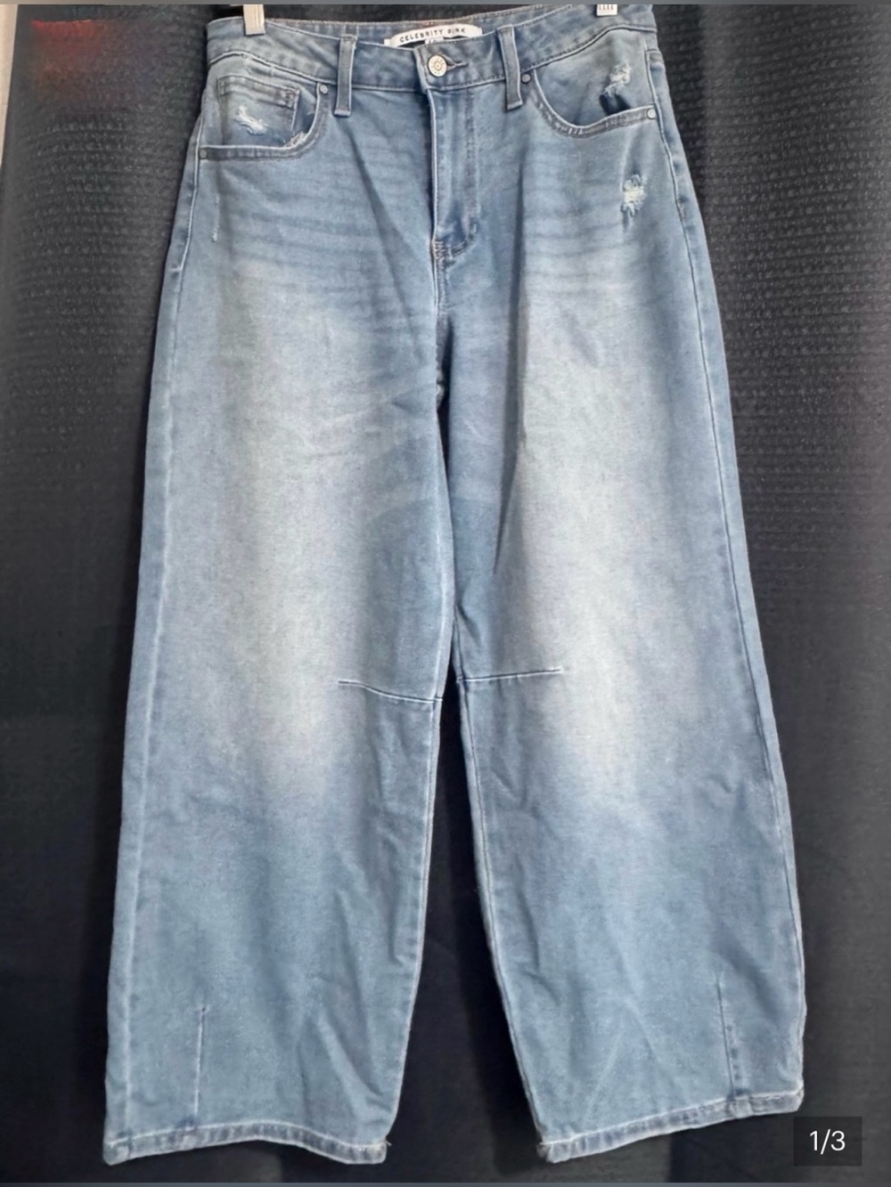 Celebrity Pink Light Blue Flared Wide-Leg Jeans